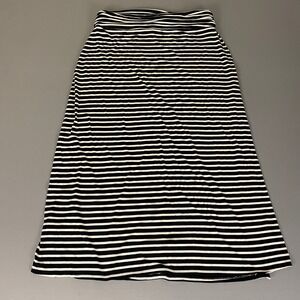 J.CREW  Maxi Skirt Women's‎ Size Large Black White Striped Viscose Blend Knit
